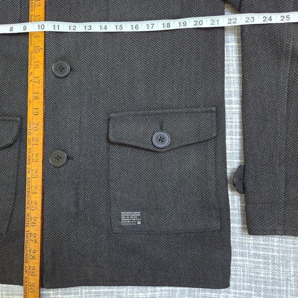 Kr3w Herringbone Field Jacket Military Style Men's M Gray Lined Pea Coat - Picture 4 of 14